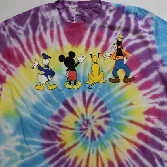 Disney Mickey Mouse Mens Characters Backs Spiral Tie Dye Shirt New In Bag - Picture 3 of 5